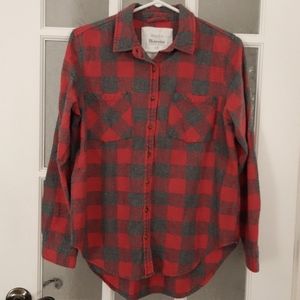 Bluenotes pink and grey, plaid flannel shirt